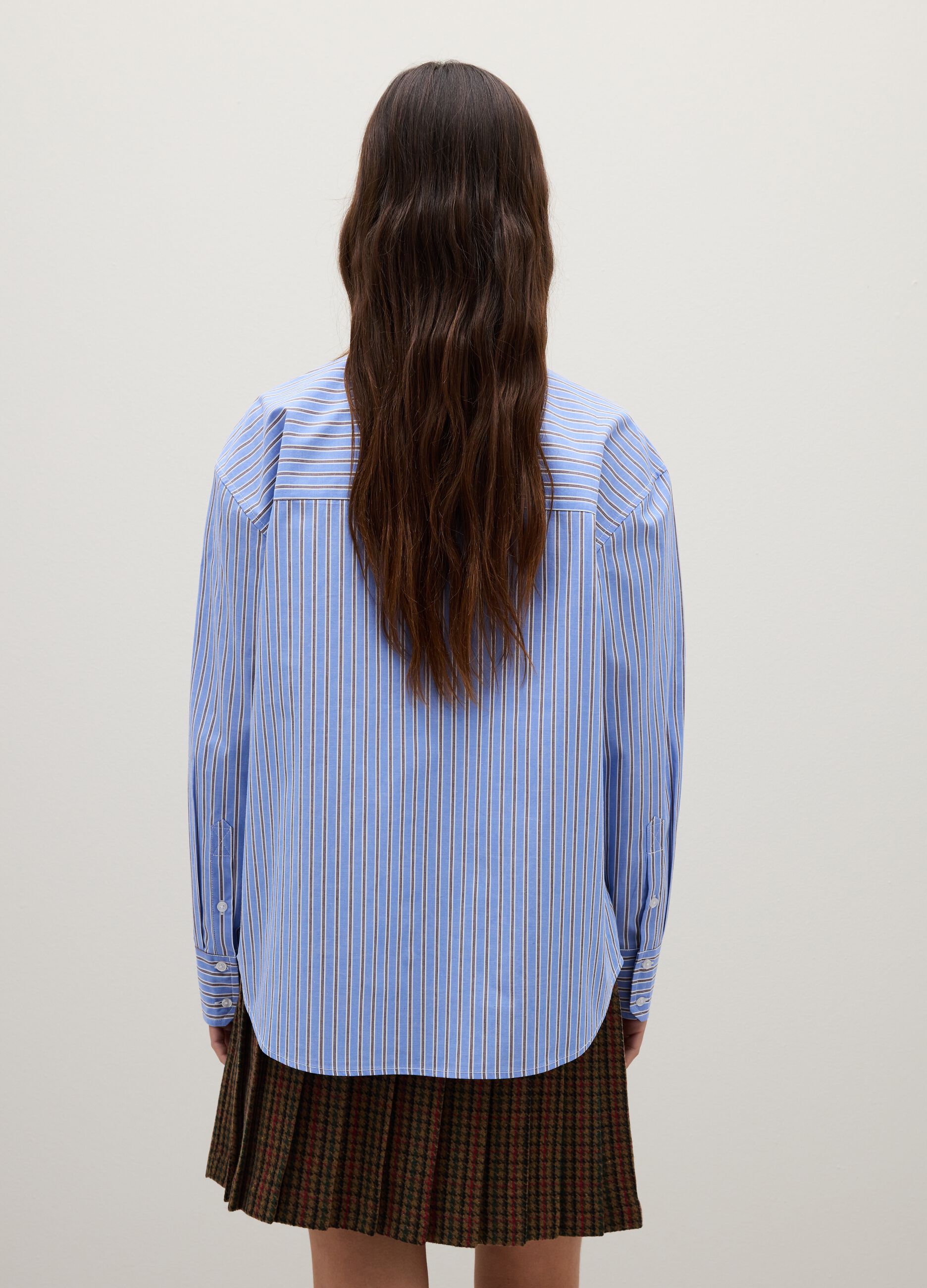 Multicolour striped pure cotton regular fit shirt
