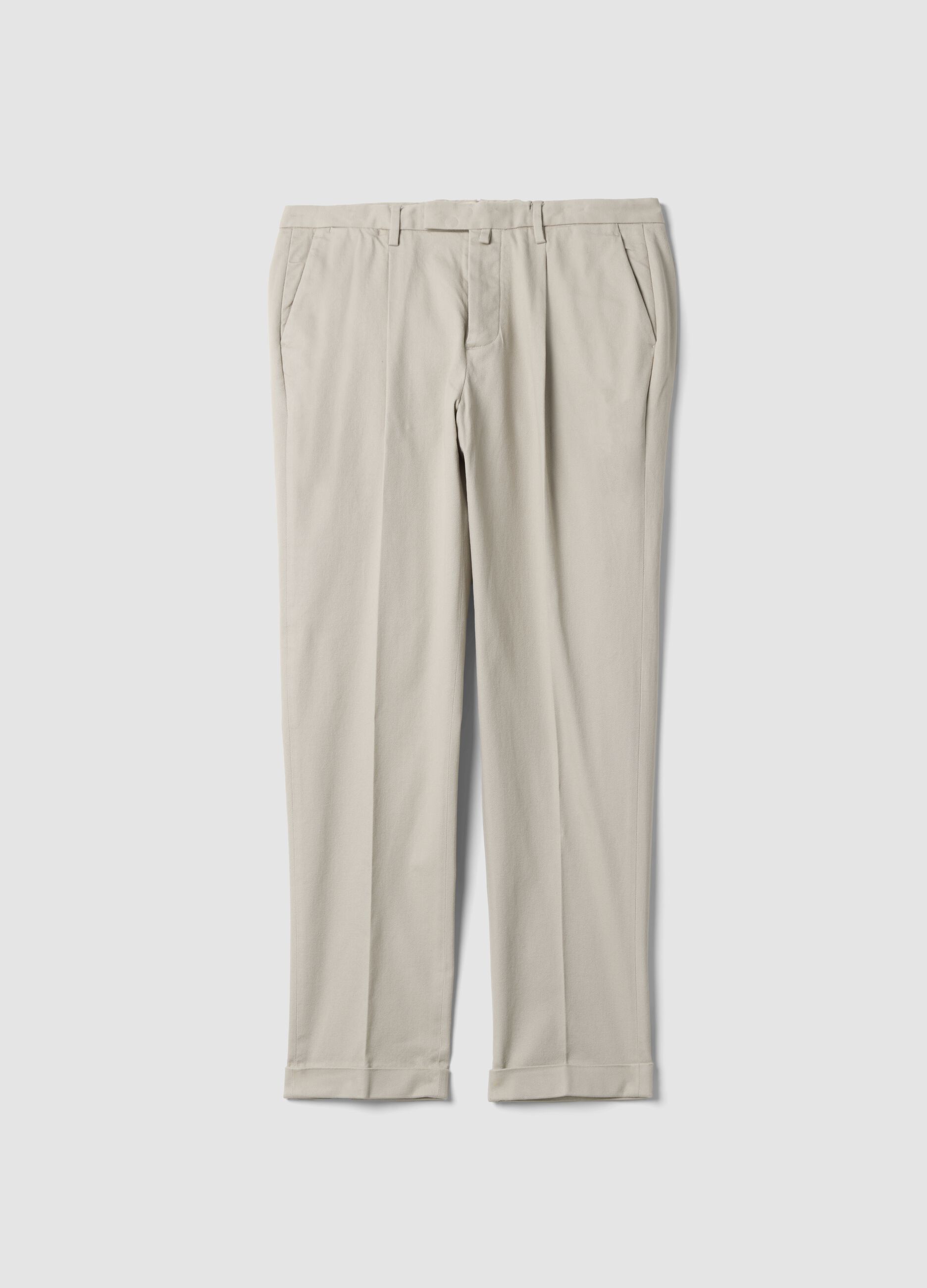 Grey regular-fit stretch cotton chino trousers