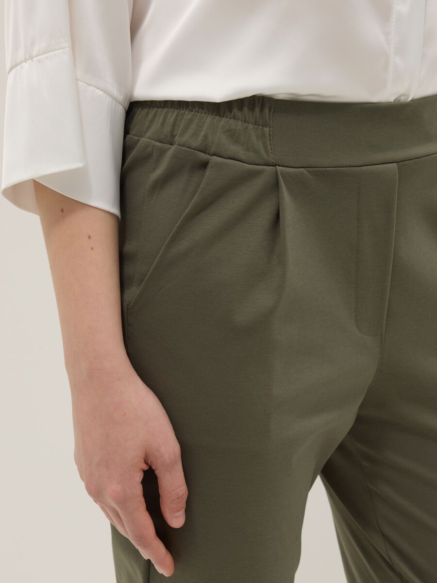 Pantaloni in misto cotone elasticizzato verdi regular fit_3