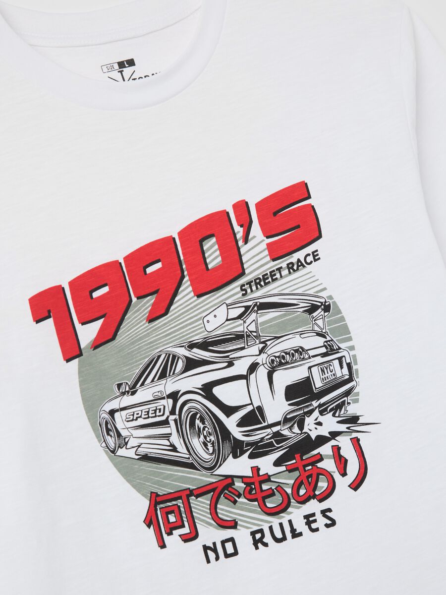 Cotton T-shirt with "1990'S" racing car print_5