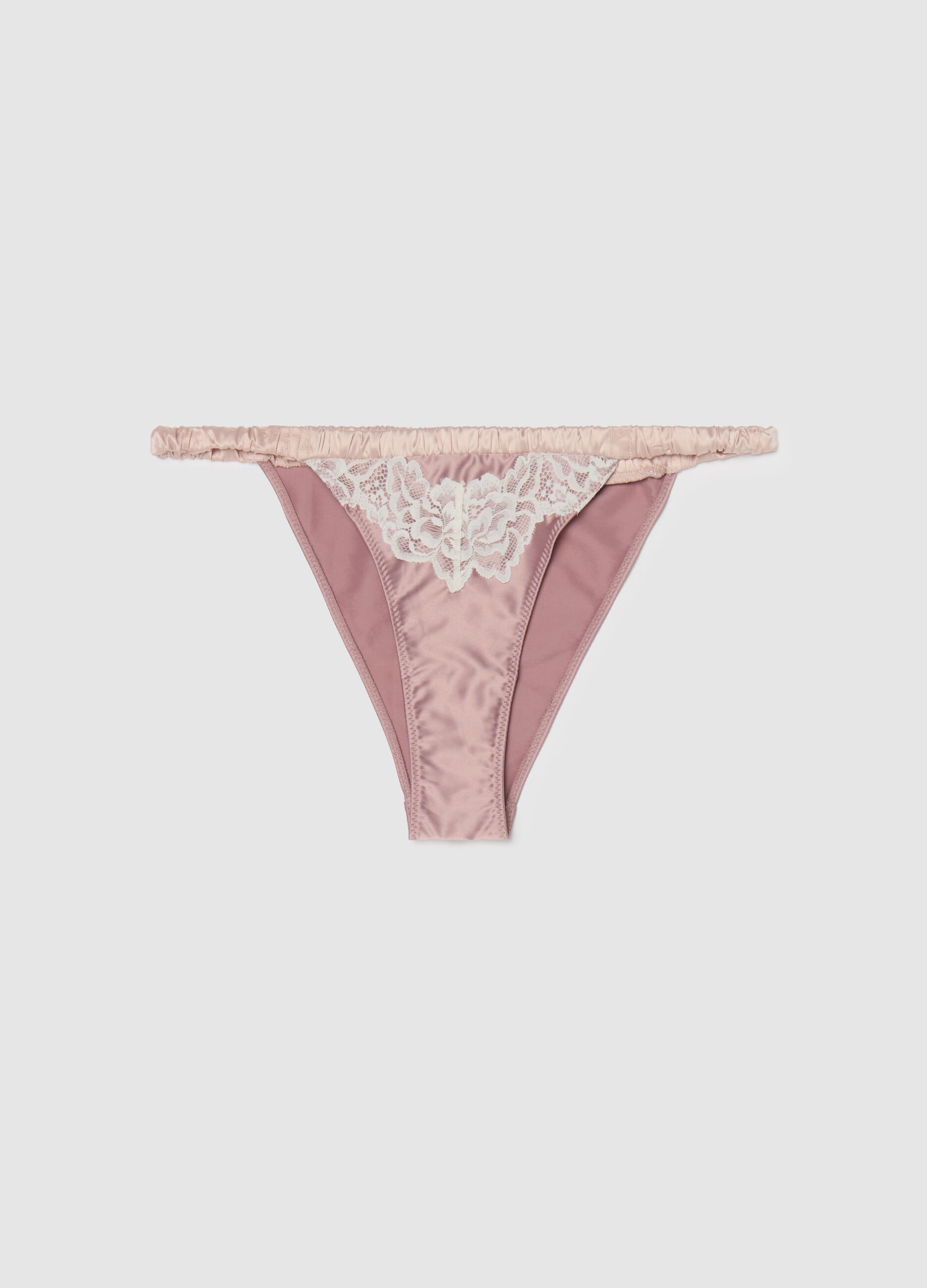 Satin briefs with lace