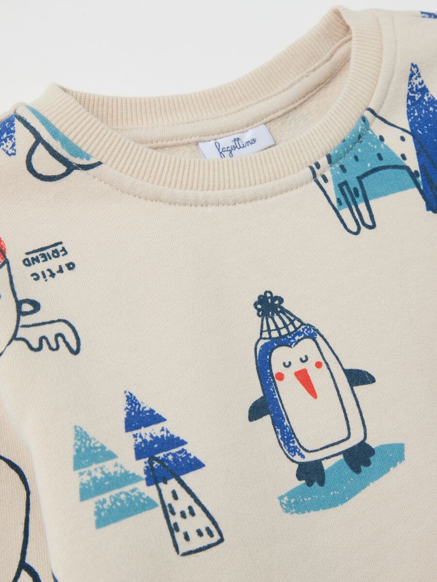 French terry sweatshirt with Pole animals print_2
