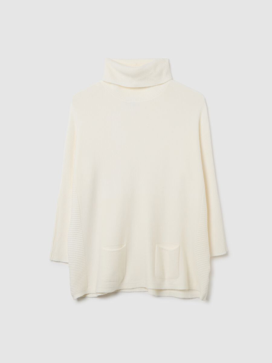 White long sweater regular fit with turtleneck_4