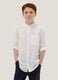 White linen and cotton blend boys&rsquo; shirt with mandarin collar_0