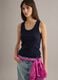 Blue regular fit stretch cotton tank top_3