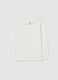 Girl's white regular fit cotton blend top with crew neck_1