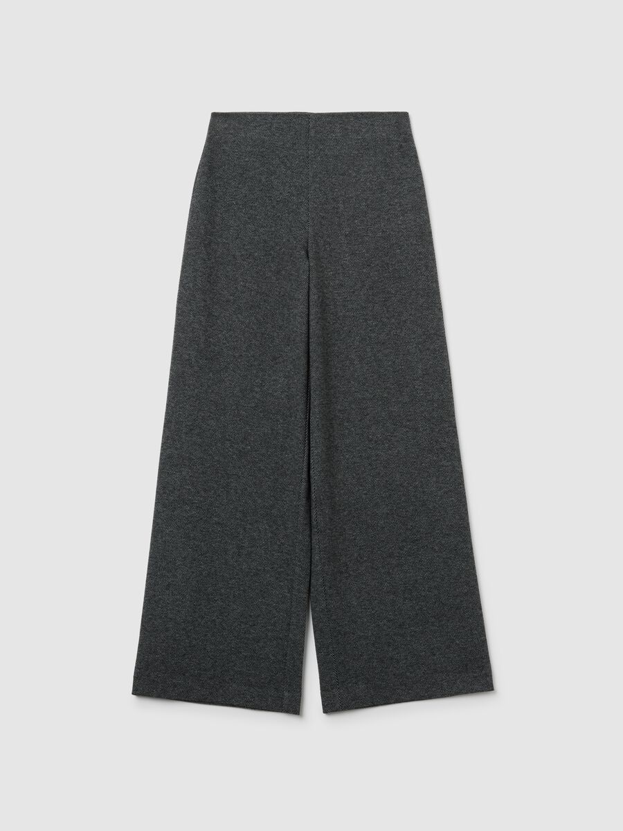 Grey Wide-Leg Stretch Trousers_0