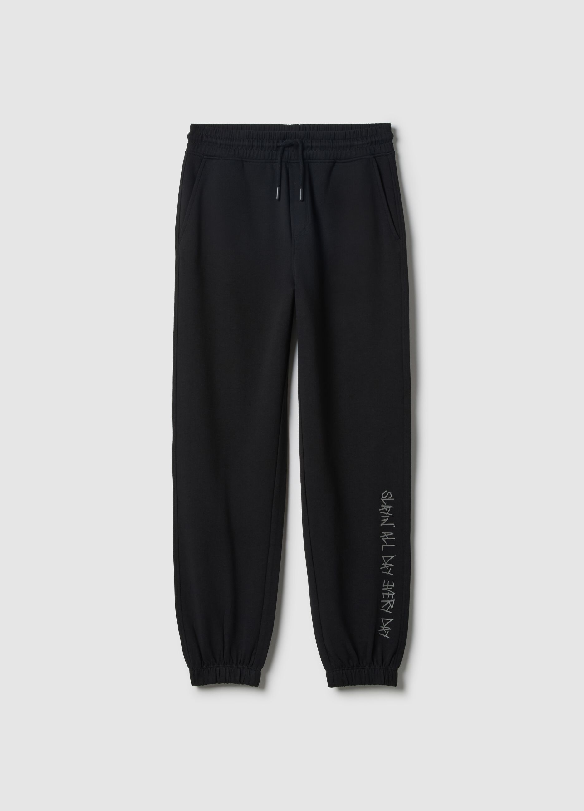Boys' black pure cotton joggers regular fit