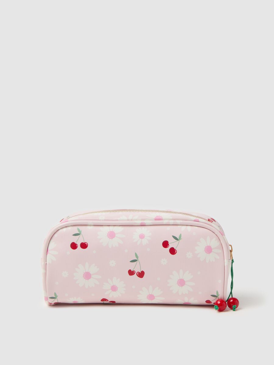 Beauty case with cherries and flowers print_1