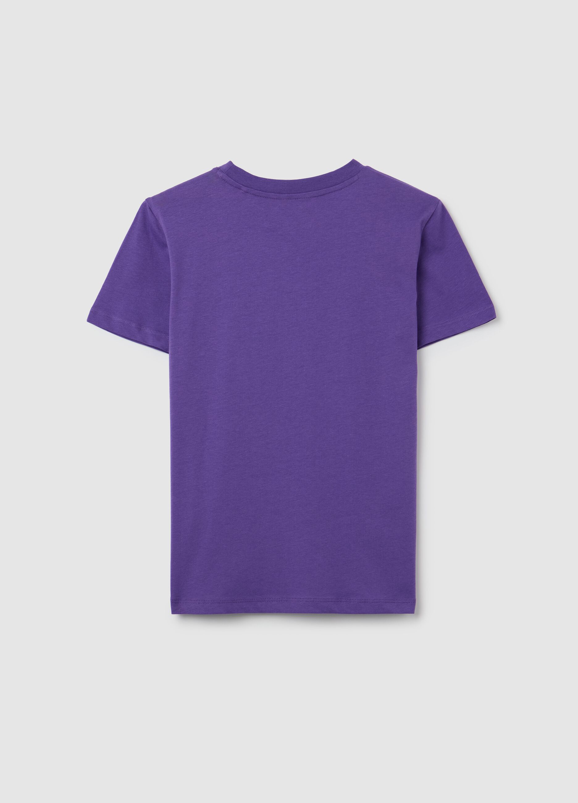 OVS Kids Purple Crew Neck T-shirt in Pure Cotton