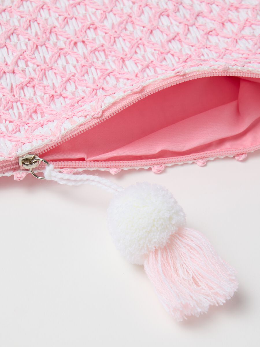 Pochette raffia rosa e bianca_2