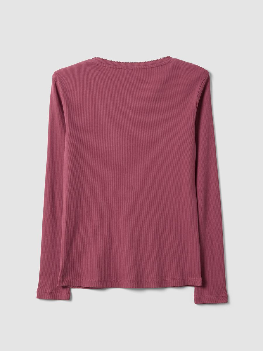 Purple organic cotton pyjama top with Henley neckline_6