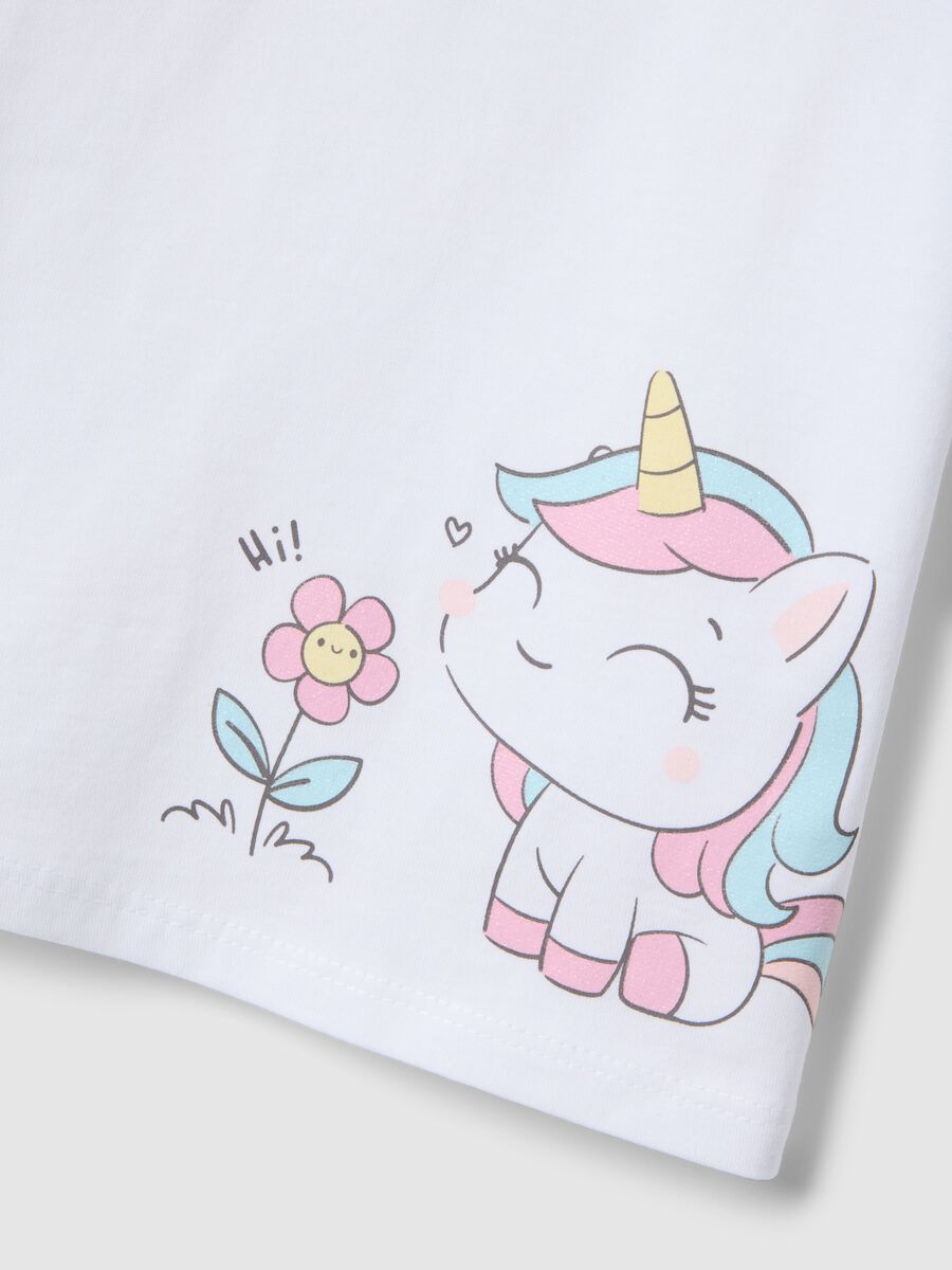 White pure cotton T-shirt for girls regular fit with unicorn_2