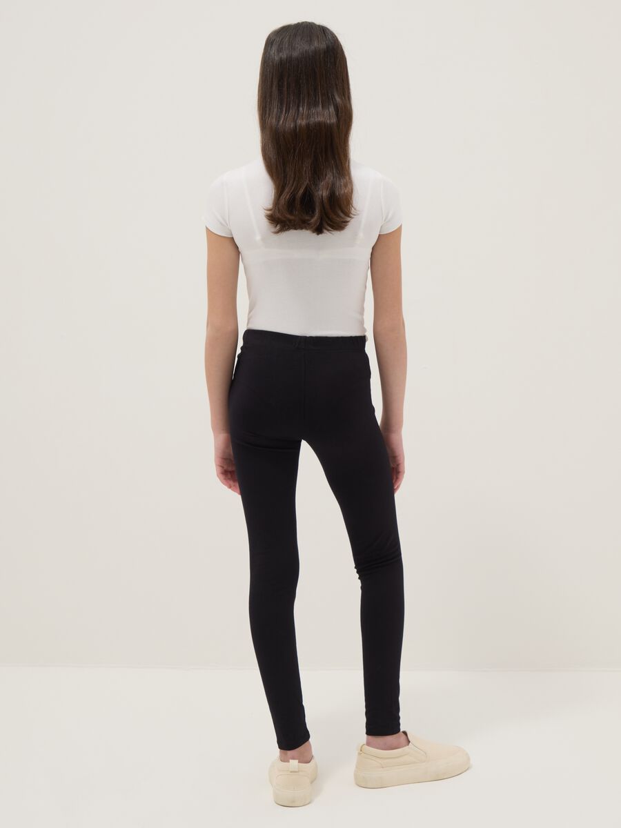 Leggings neri da ragazza in cotone elasticizzato skinny fit_1