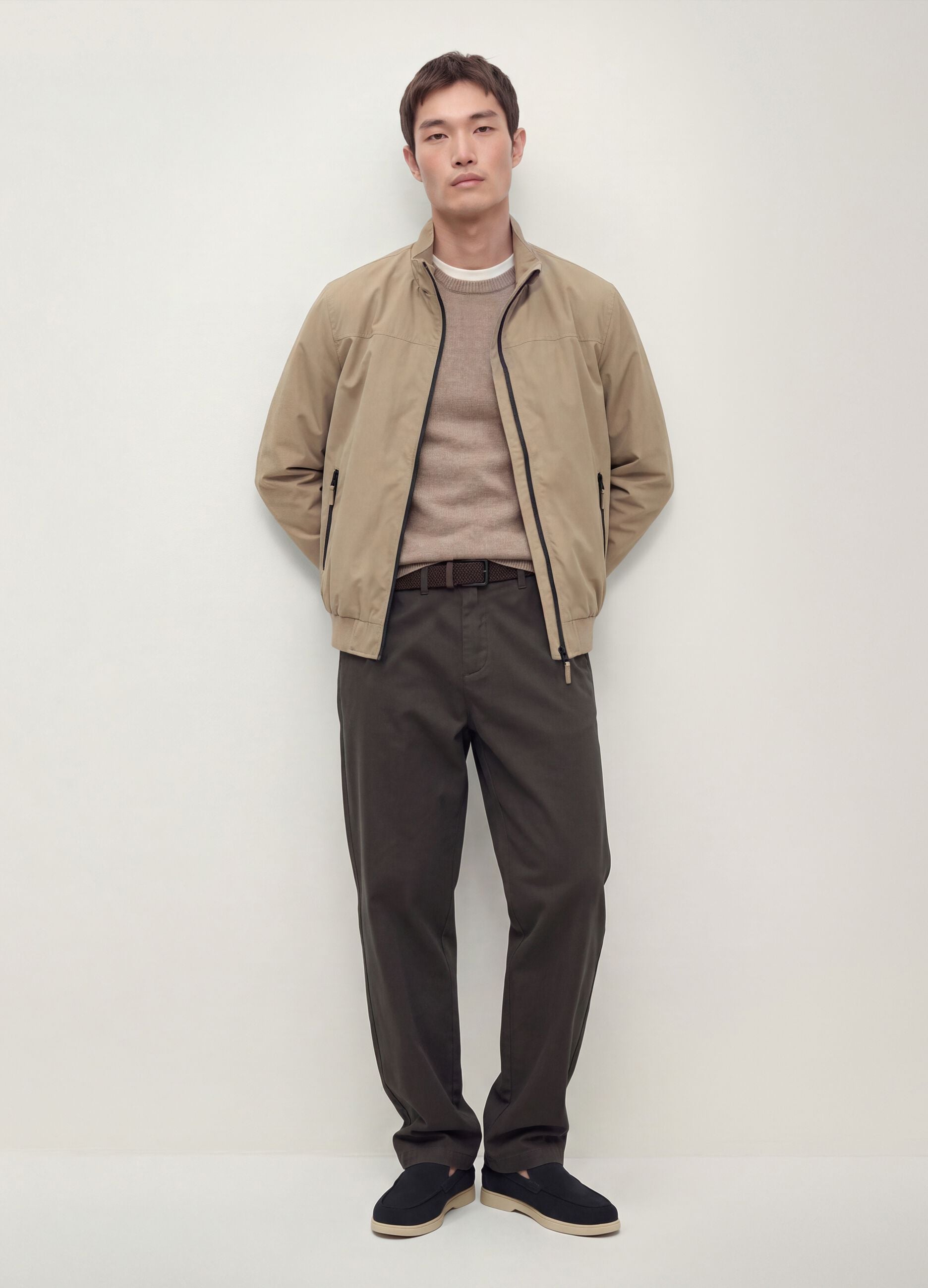 Pantaloni chino verdi in puro cotone regular fit