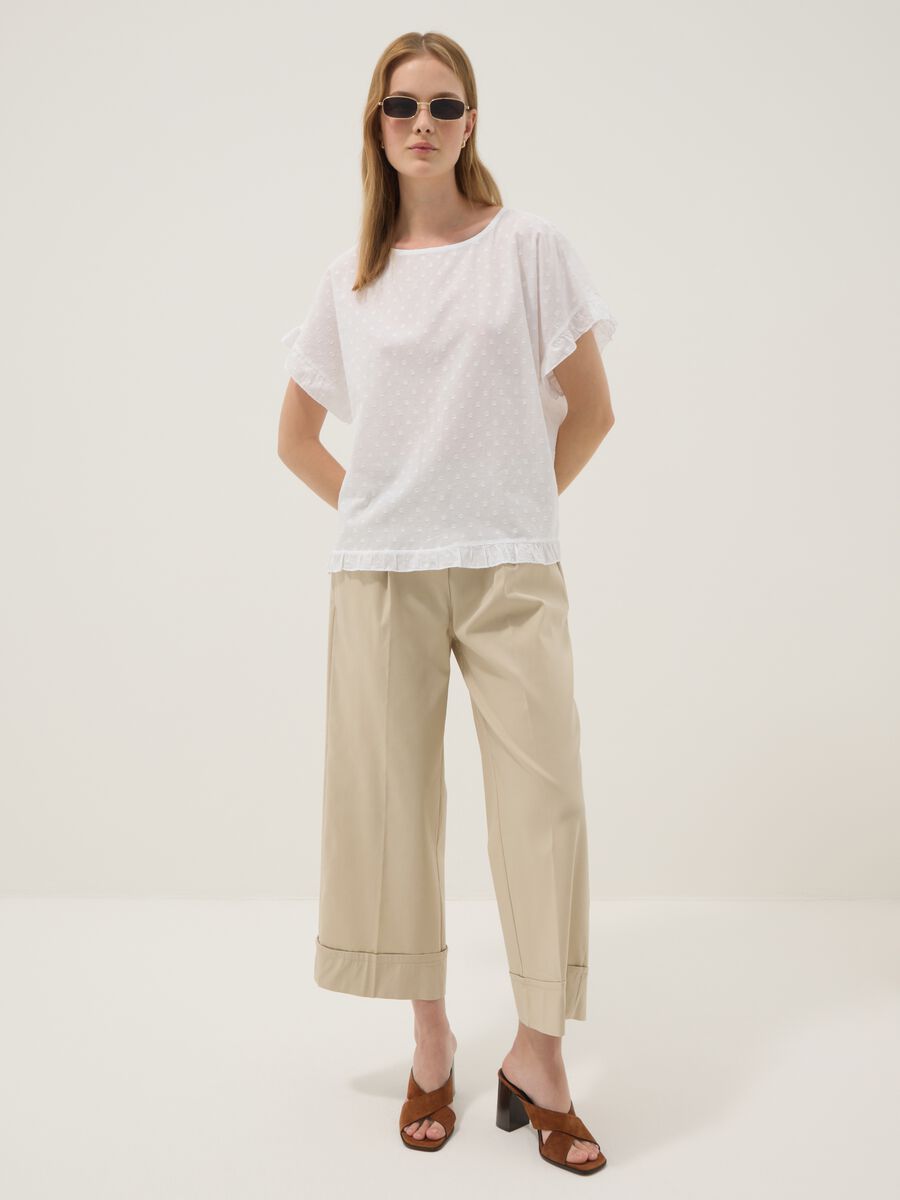 Blusa bianca in puro cotone con volant_2