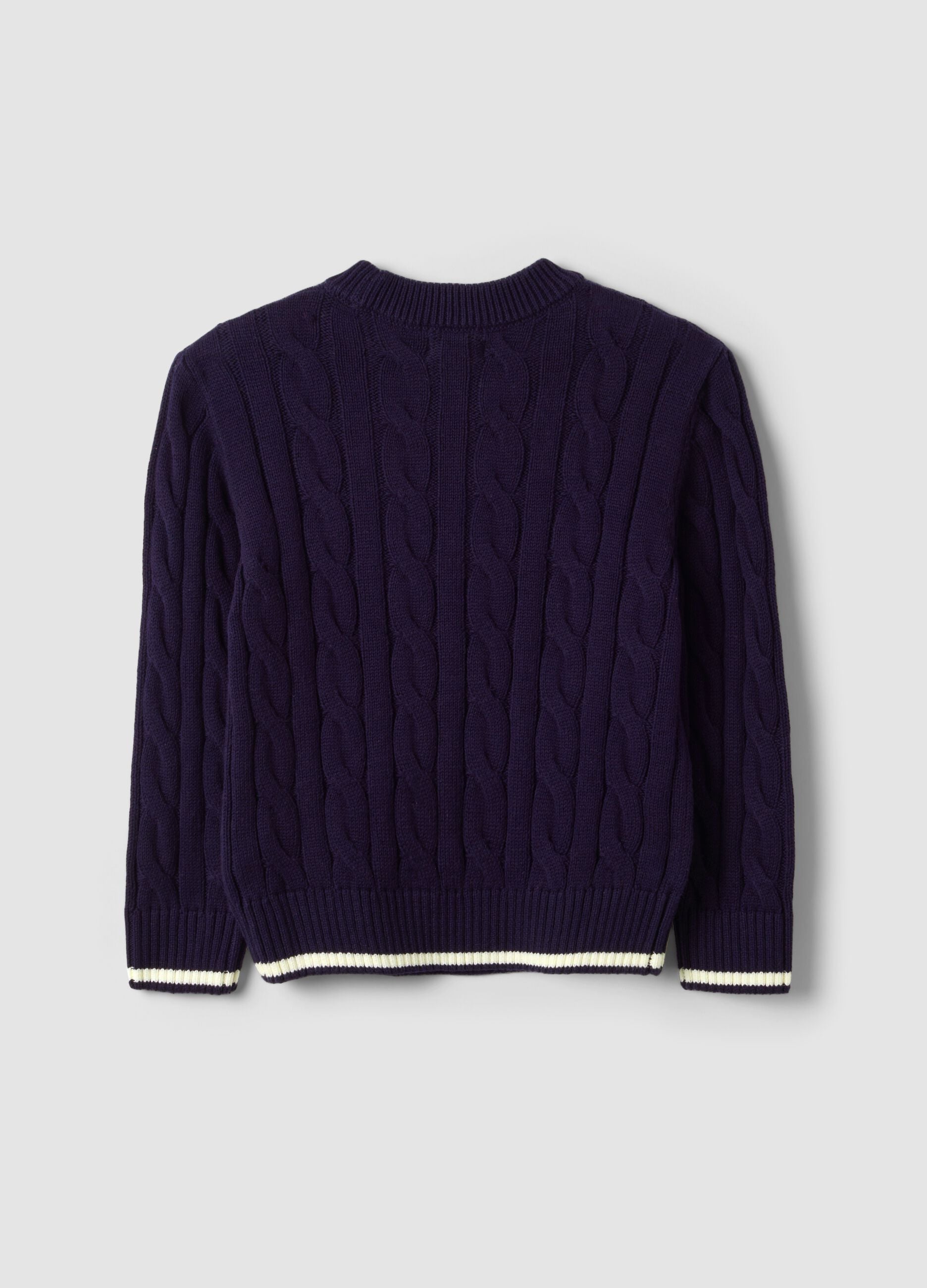 Blue pure cotton cable-knit oversized jumper for boys