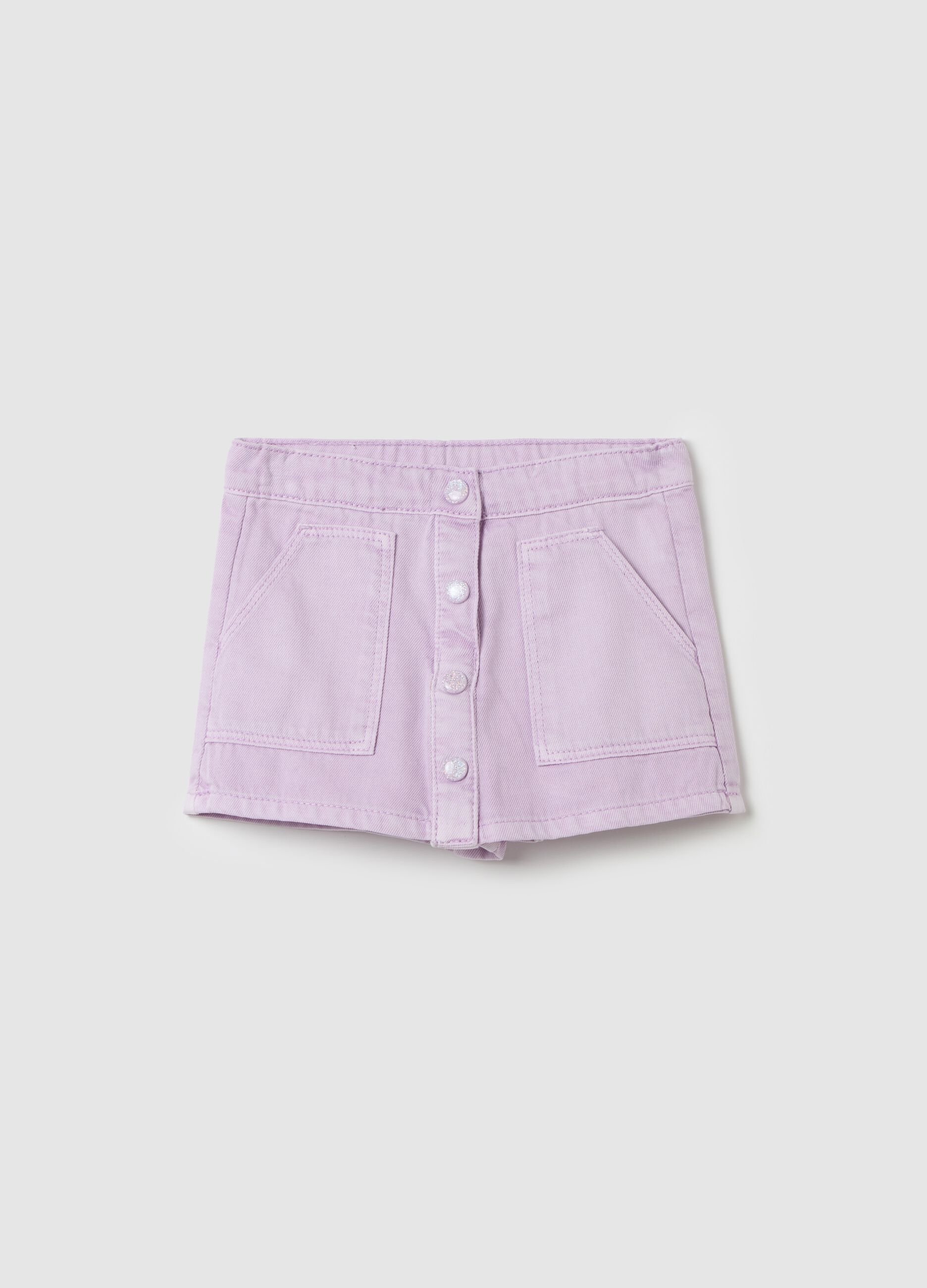 Denim skort with pockets