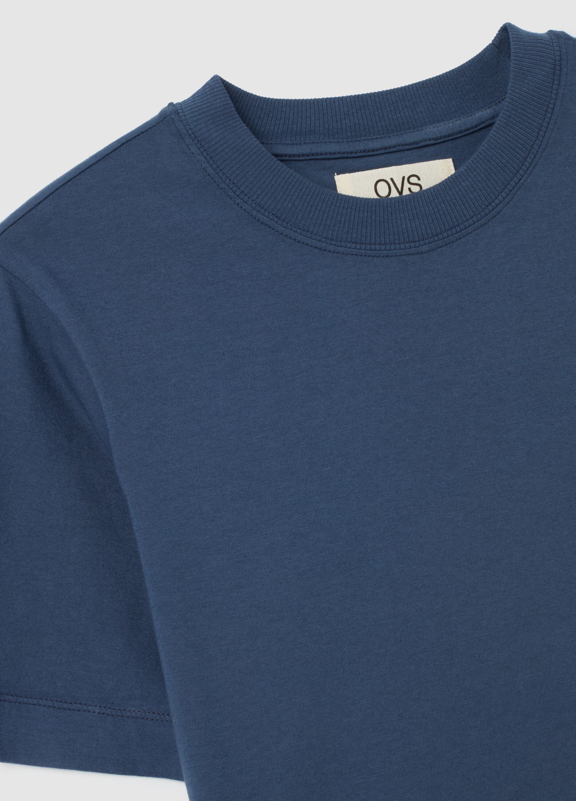 Blue T-shirt in pure Italian cotton regular fit