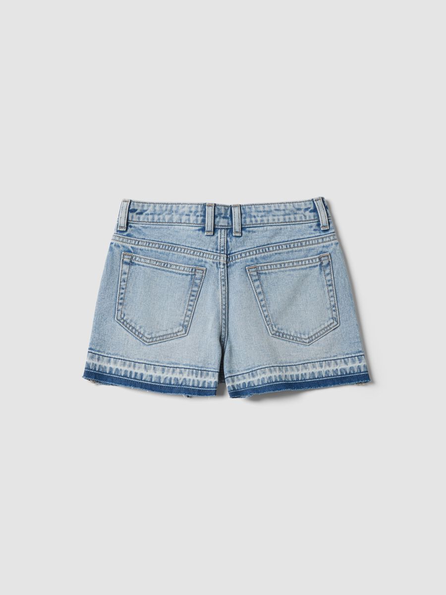 Blue pure cotton denim shorts for girls &ndash; straight fit_4