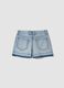 Blue pure cotton denim shorts for girls &ndash; straight fit_4