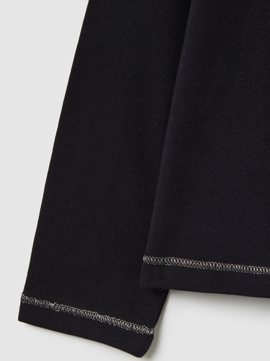 Girl's black stretch cotton t-shirt regular fit_3