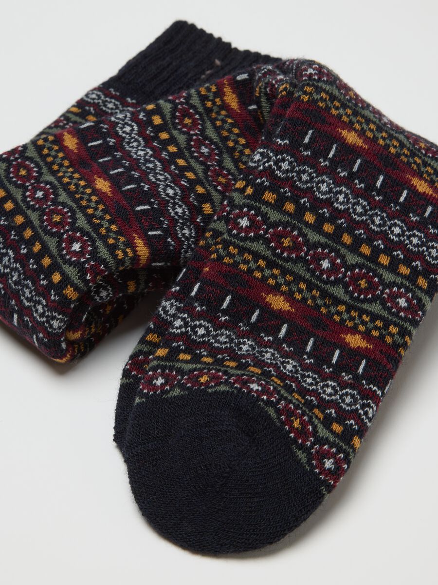 Multicoloured long socks in cotton and wool blend_1