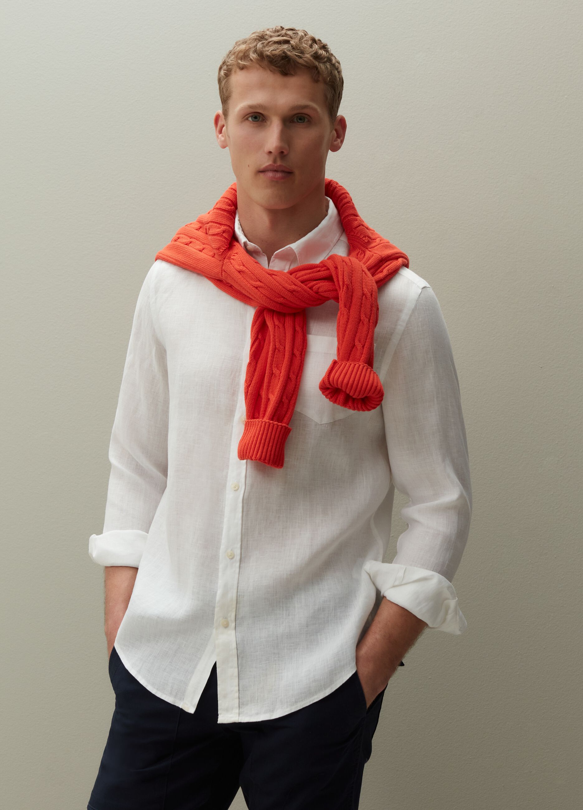 Ovs Camicia regular fit in lino con tasca