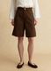 Brown denim pure cotton wide-leg shorts_1
