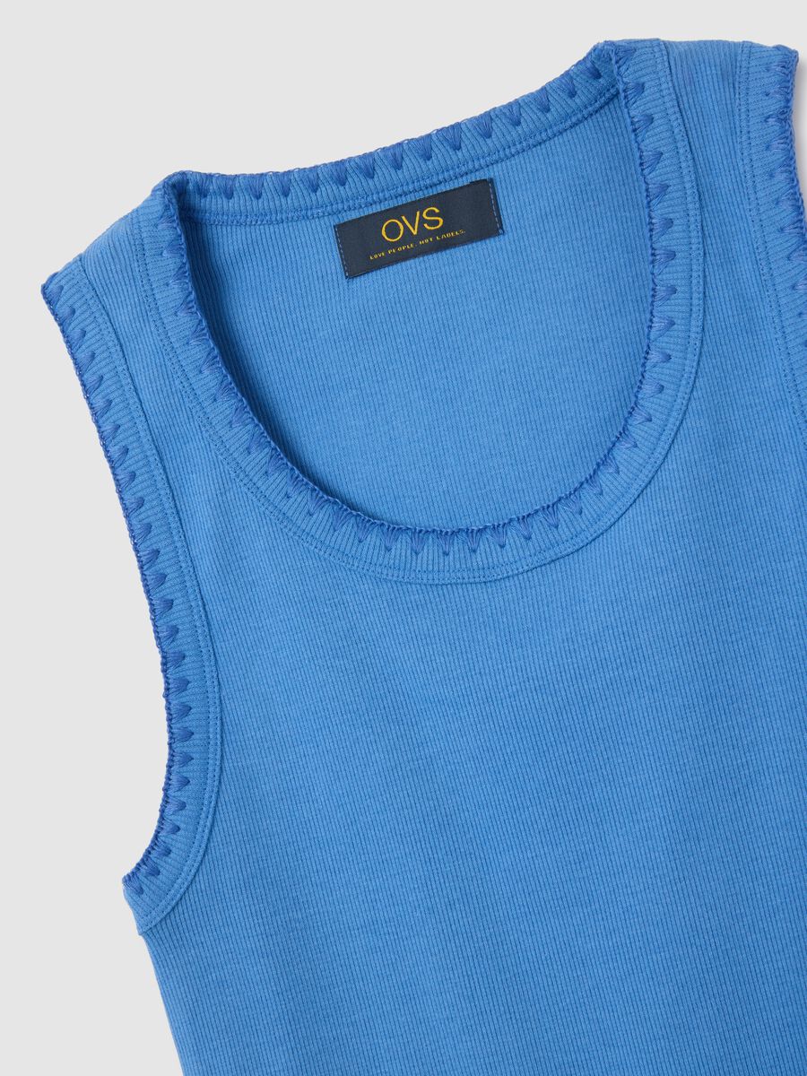 Women's blue stretch cotton vest regular fit_5