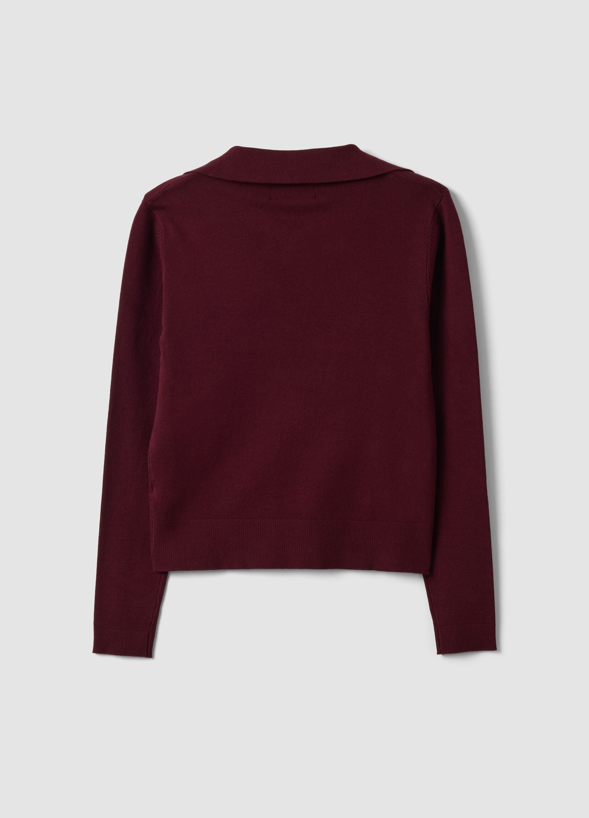 Maglia rossa in misto viscosa con colletto polo regular fit