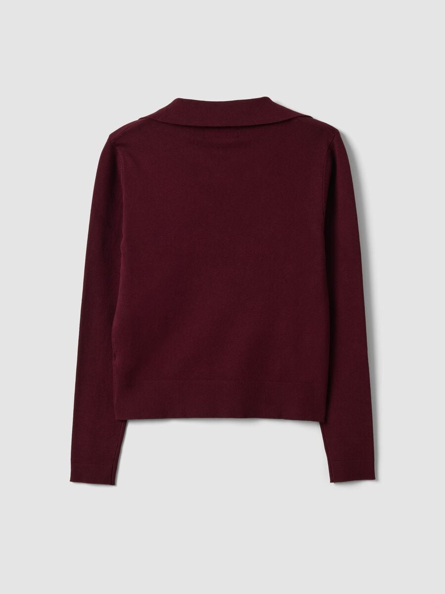 Maglia rossa in misto viscosa con colletto polo regular fit_6