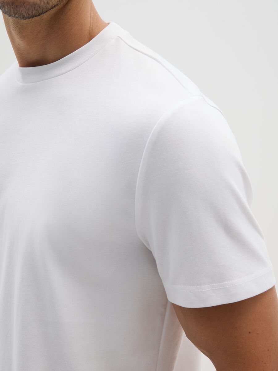 White cotton blend T-shirt regular fit_3