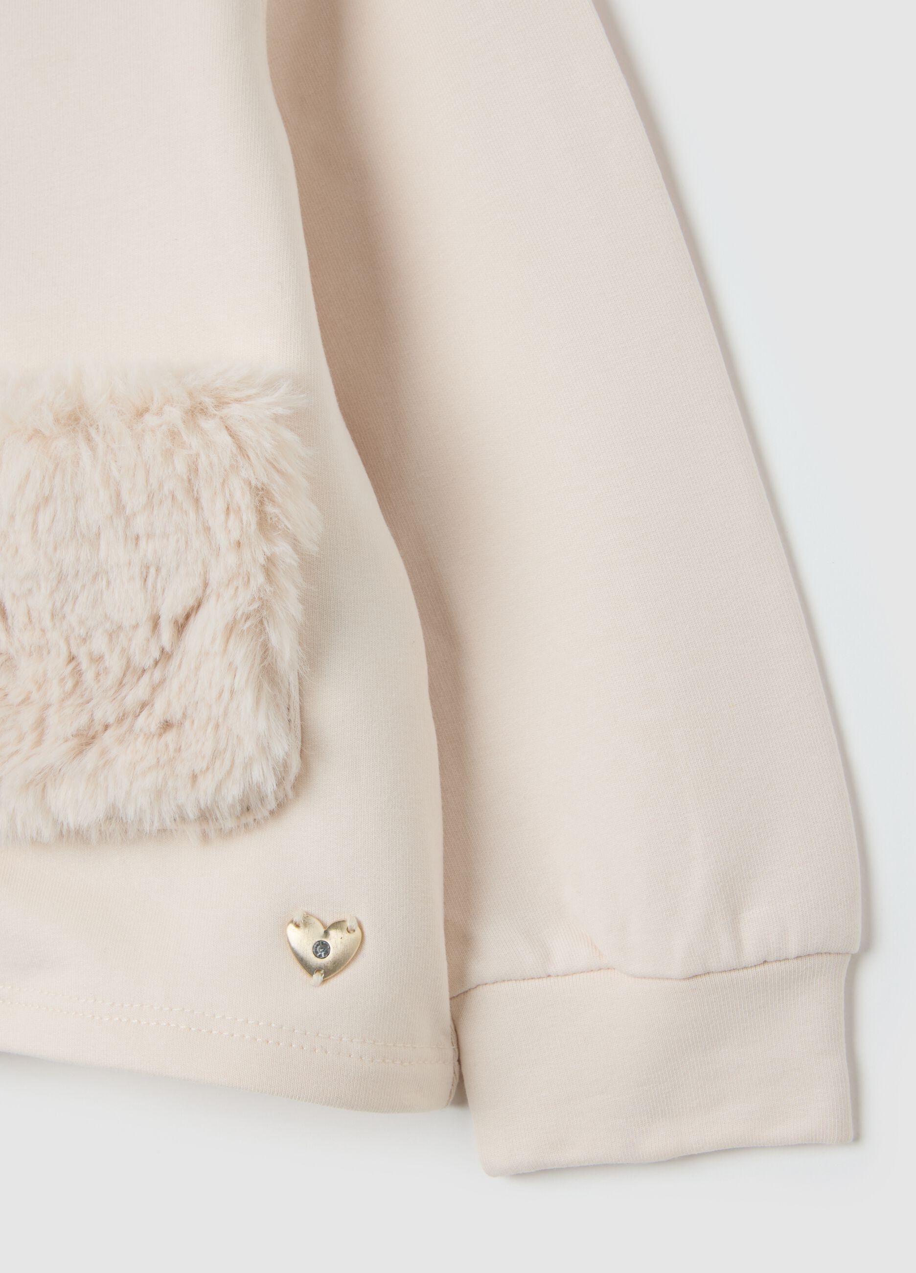 Felpa da neonata in cotone elasticizzato beige regular fit