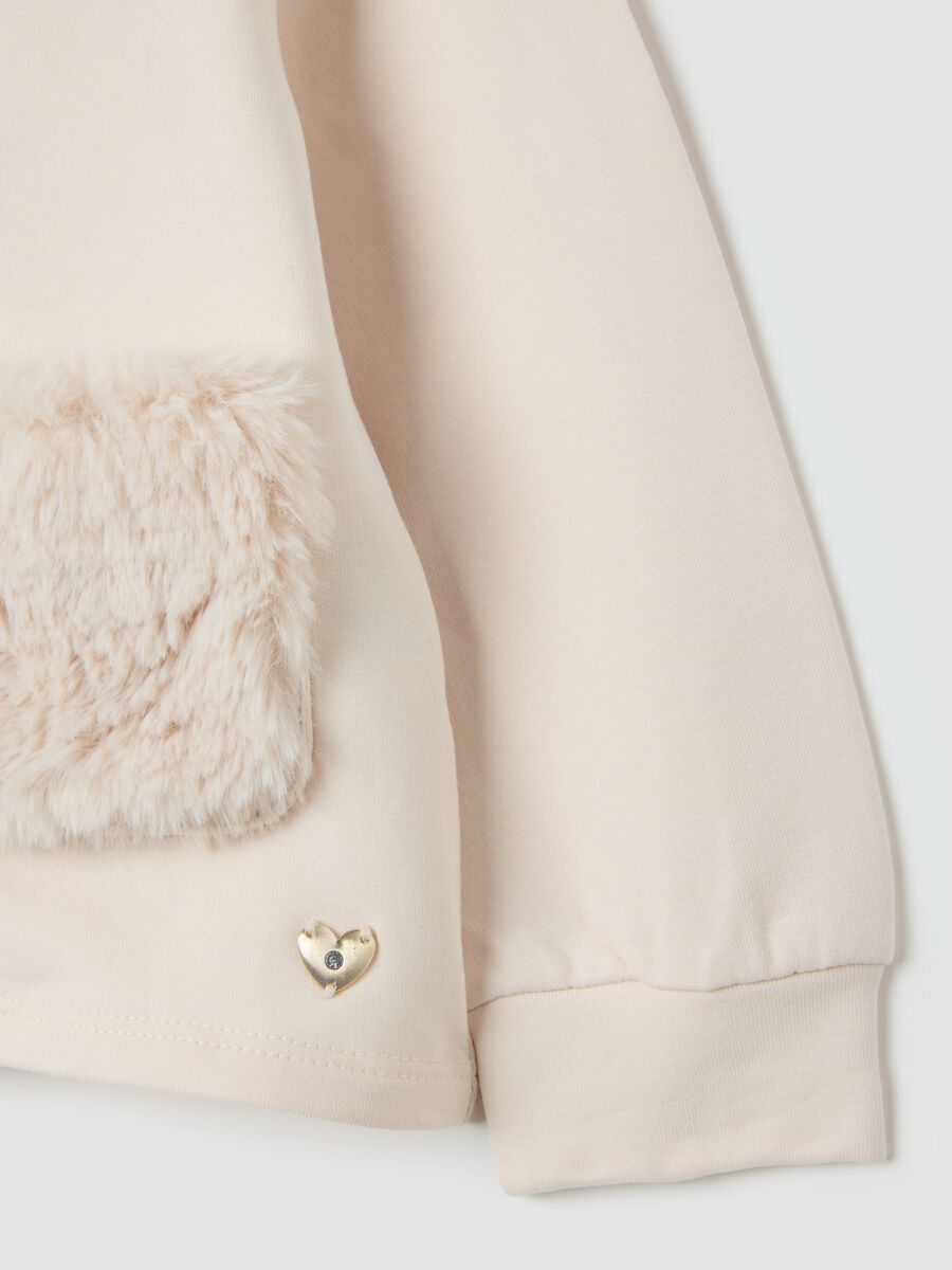 Felpa da neonata in cotone elasticizzato beige regular fit_2