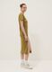 Abito midi verde in cotone elasticizzato con spacco laterale_1