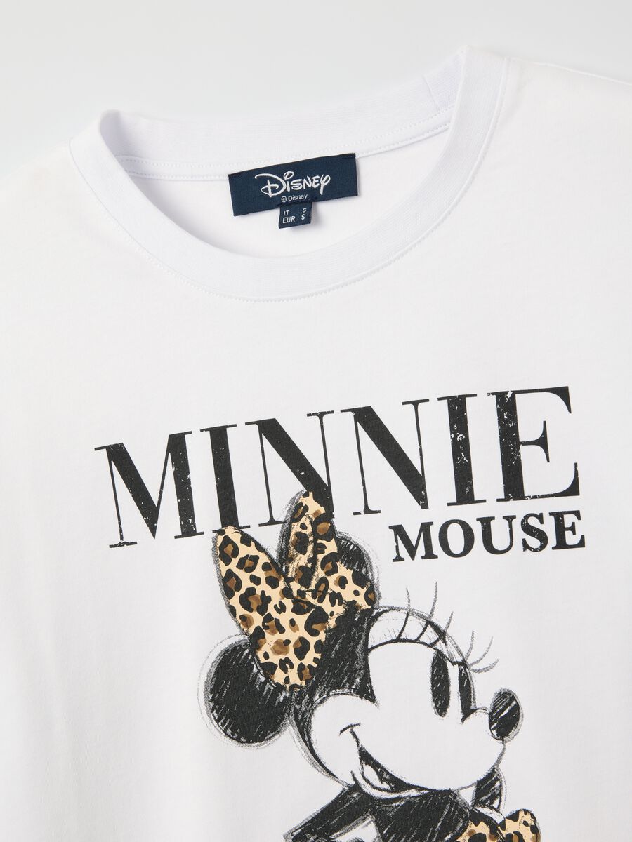 White pure cotton regular fit T-shirt with Minnie print_5