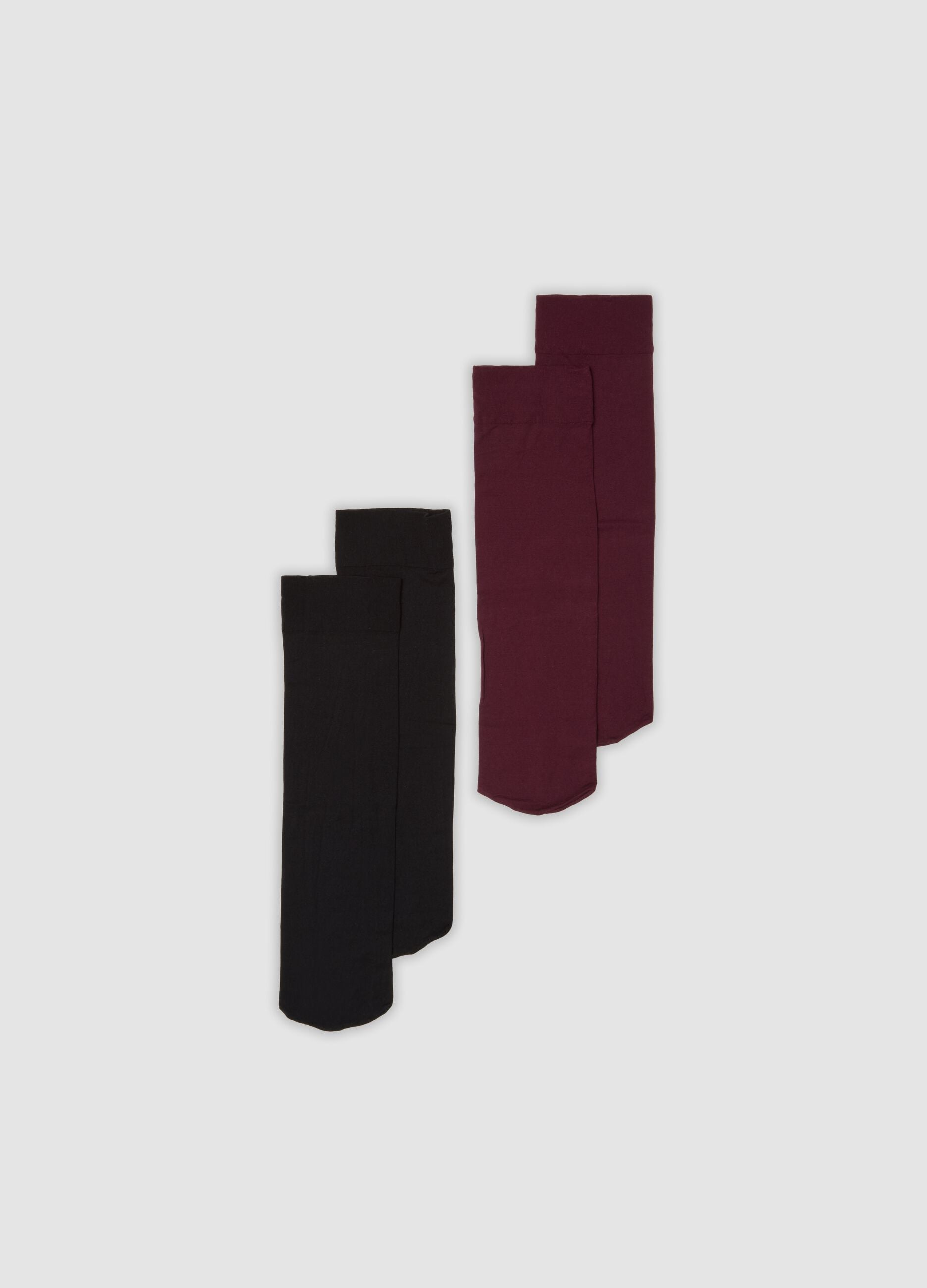 2-pack of black and red stretchy knee-high socks