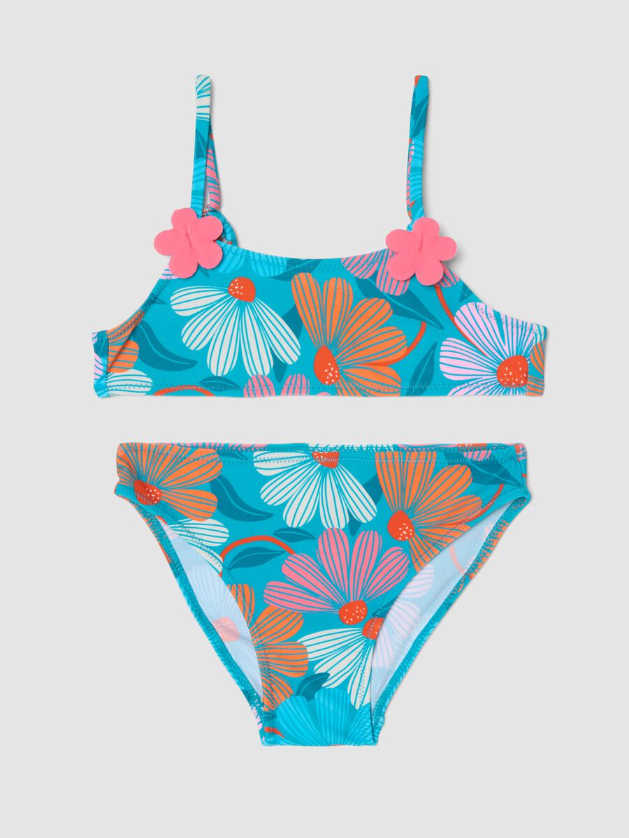 Bikini multicolor con stampa floreale per bambina_0