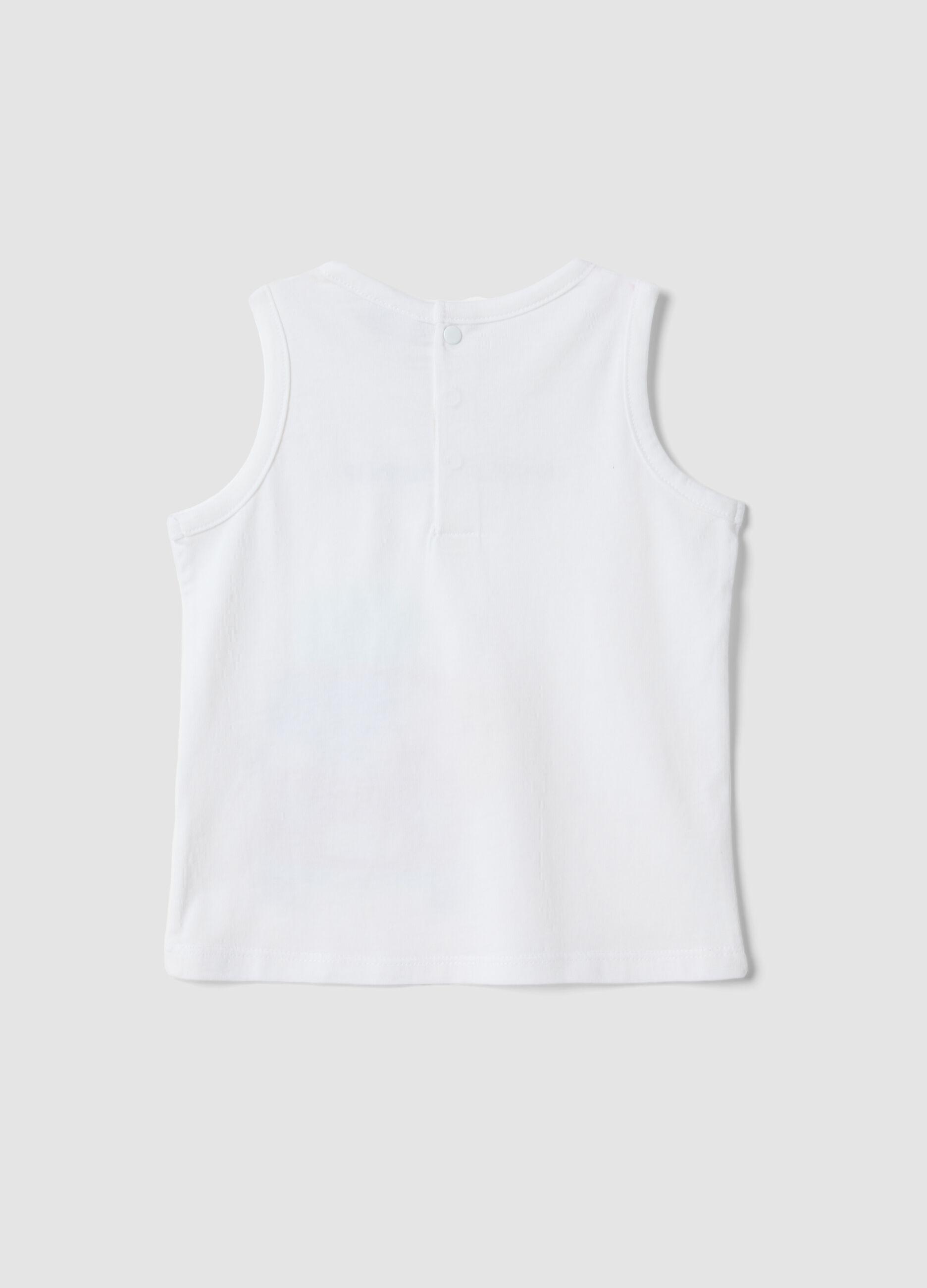 White organic cotton vest top with print