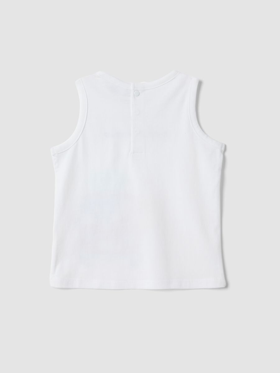 White organic cotton vest with print_1