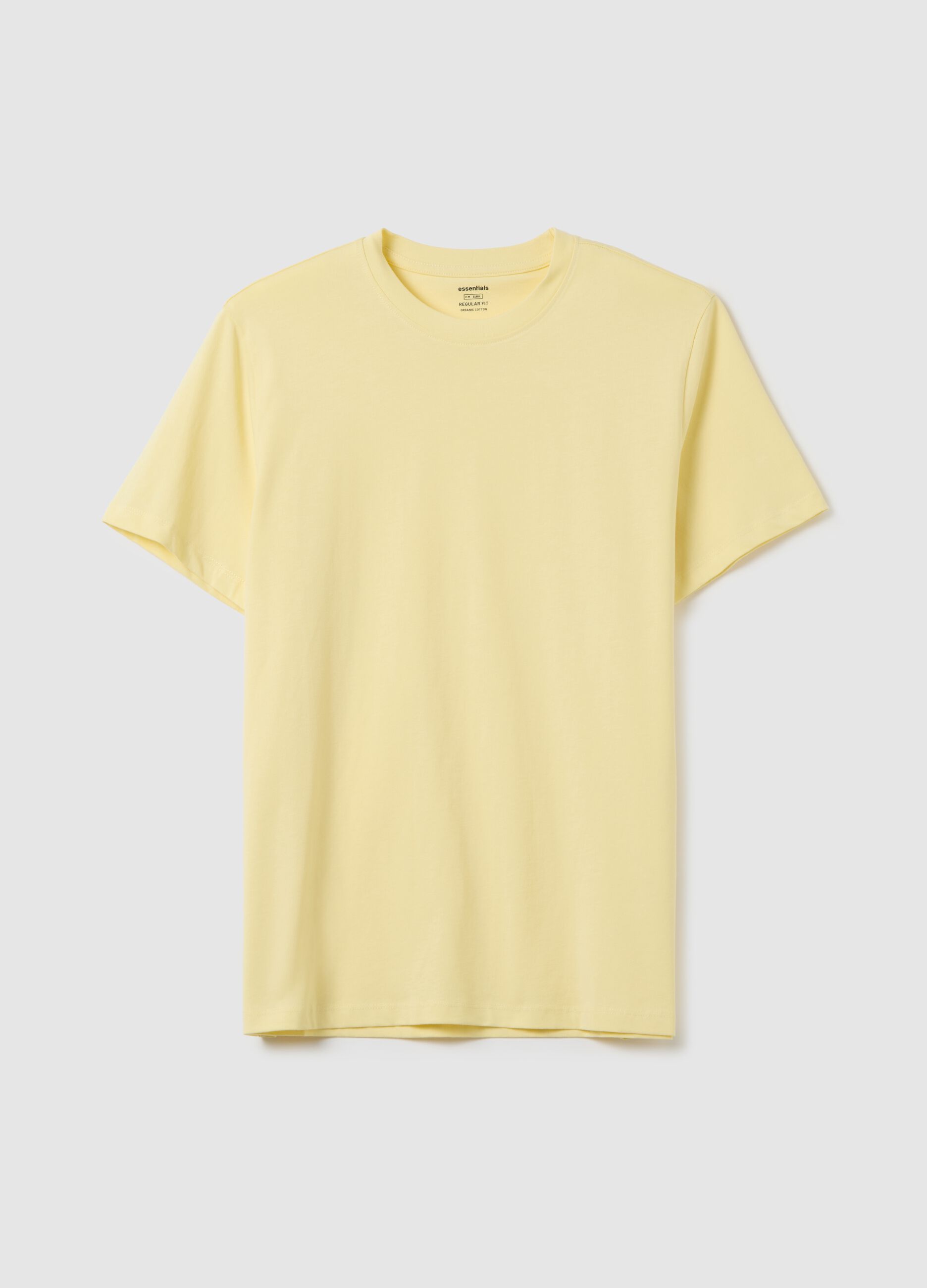 T-shirt da uomo in puro cotone gialla regular fit