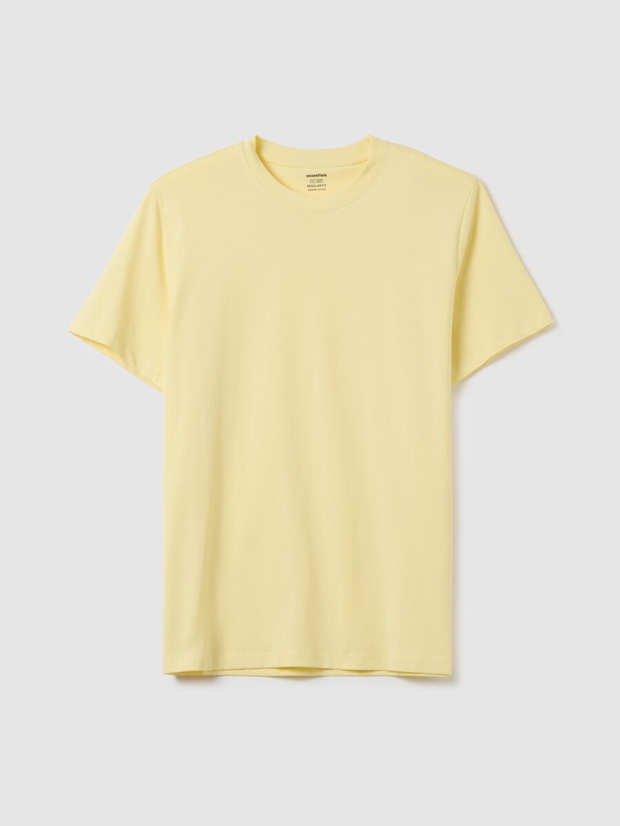 Men's yellow regular fit pure cotton T-shirt_4