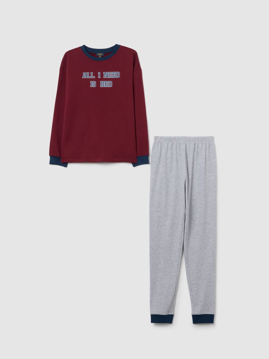Pigiama da bambino in puro cotone multicolor regular fit_0