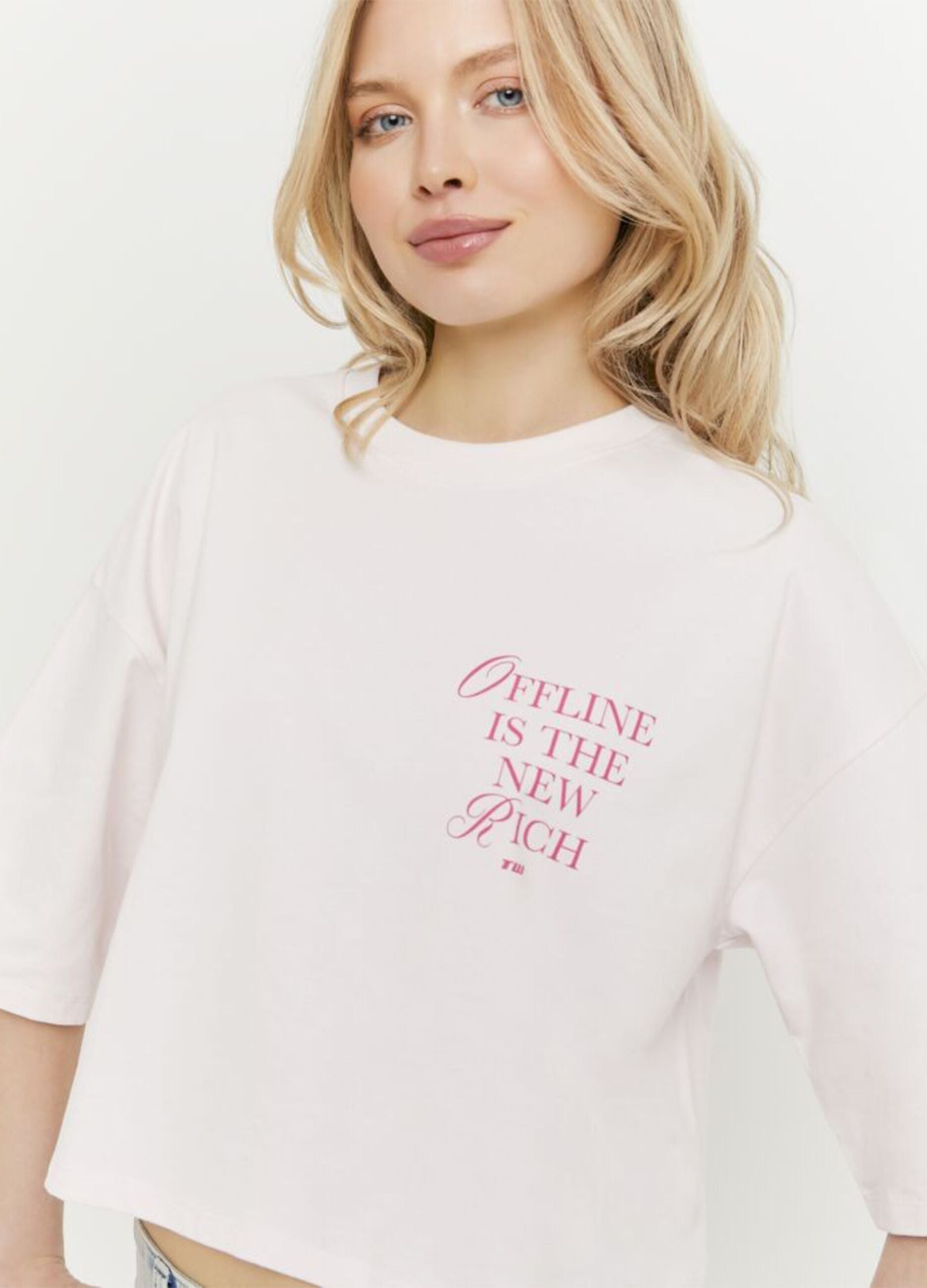 Pink pure cotton short-sleeve T-shirt