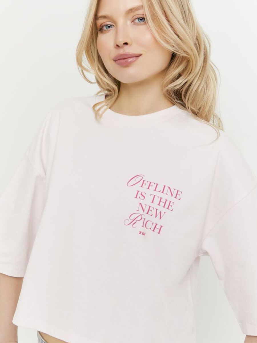 T-shirt rosa in puro cotone con stampa regular fit_1