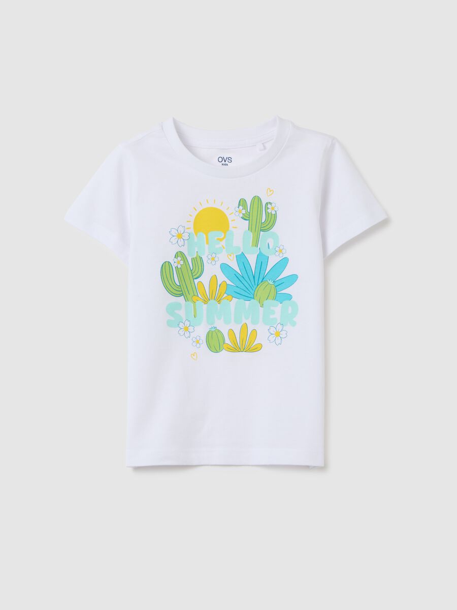 T-shirt da bambina in puro cotone bianca regular fit_0