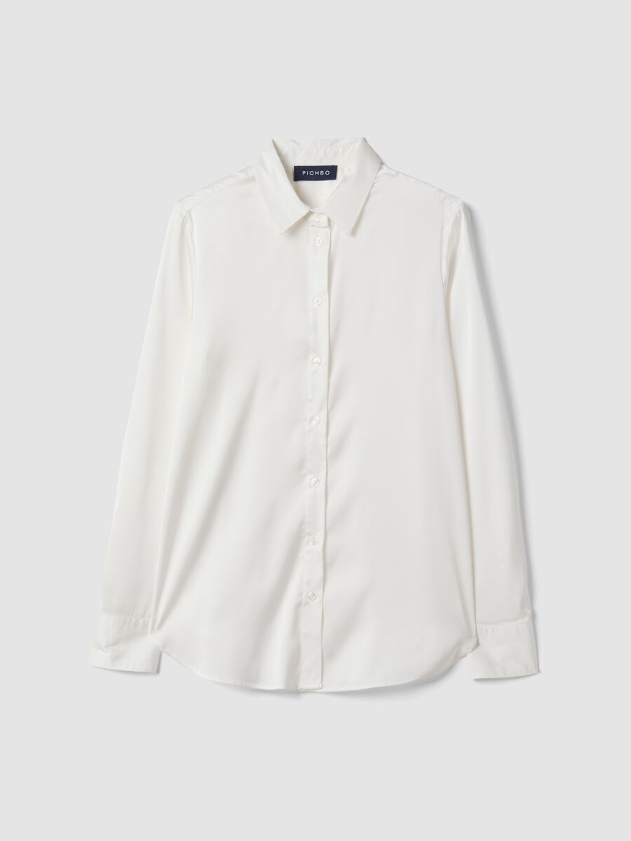 White stretch-fabric shirt with classic collar, regular fit_4