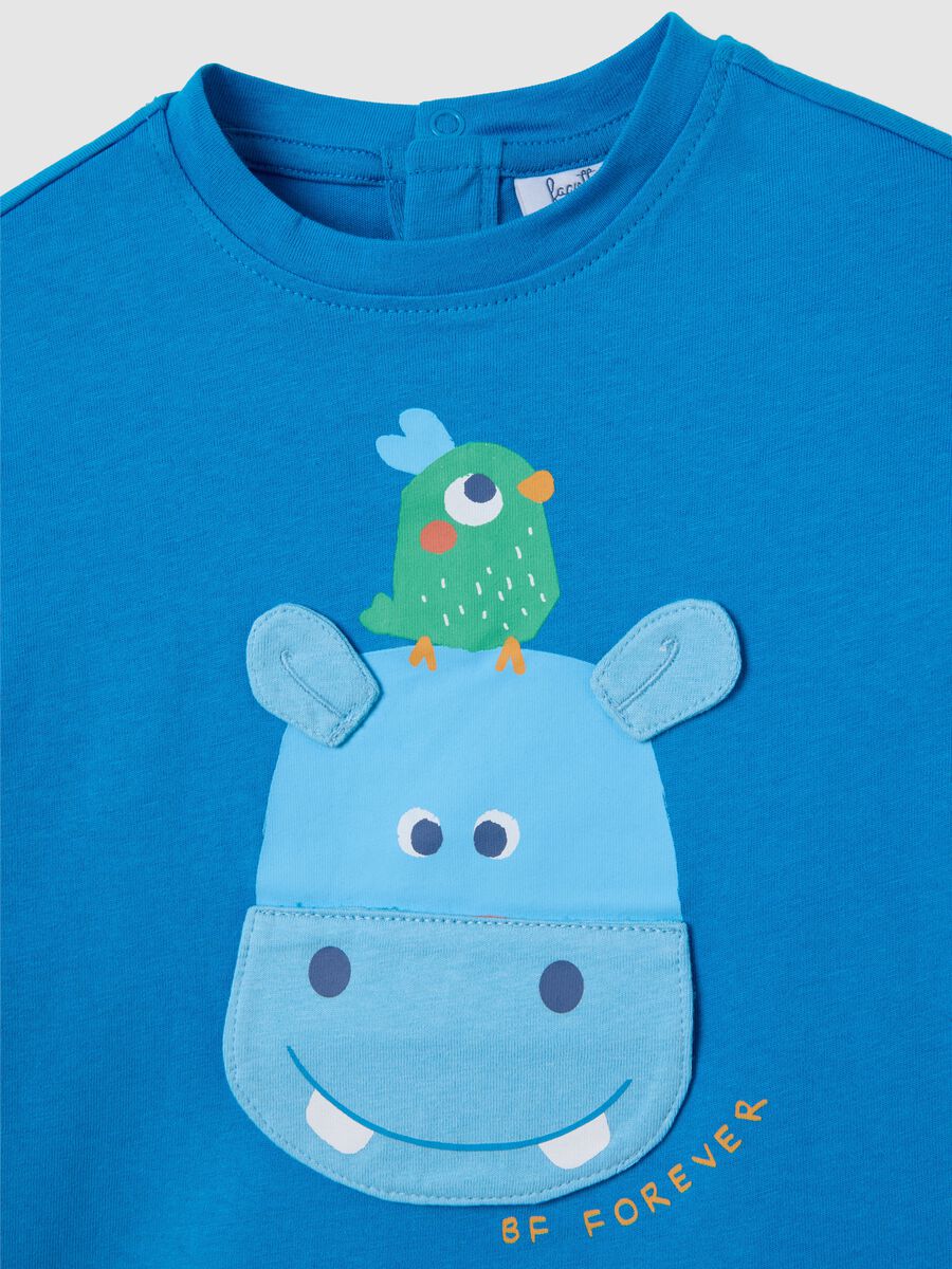 Children's blue pure cotton regular fit T-shirt with print_2