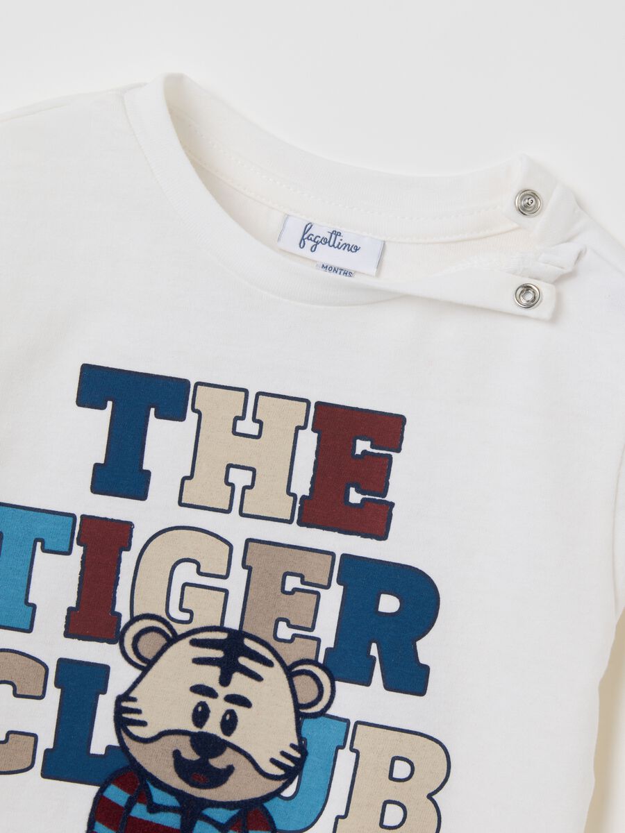 White pure cotton children's T-shirt with print_1